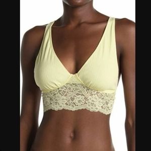 Free People Teegan yellow ribbed lace lined bralette